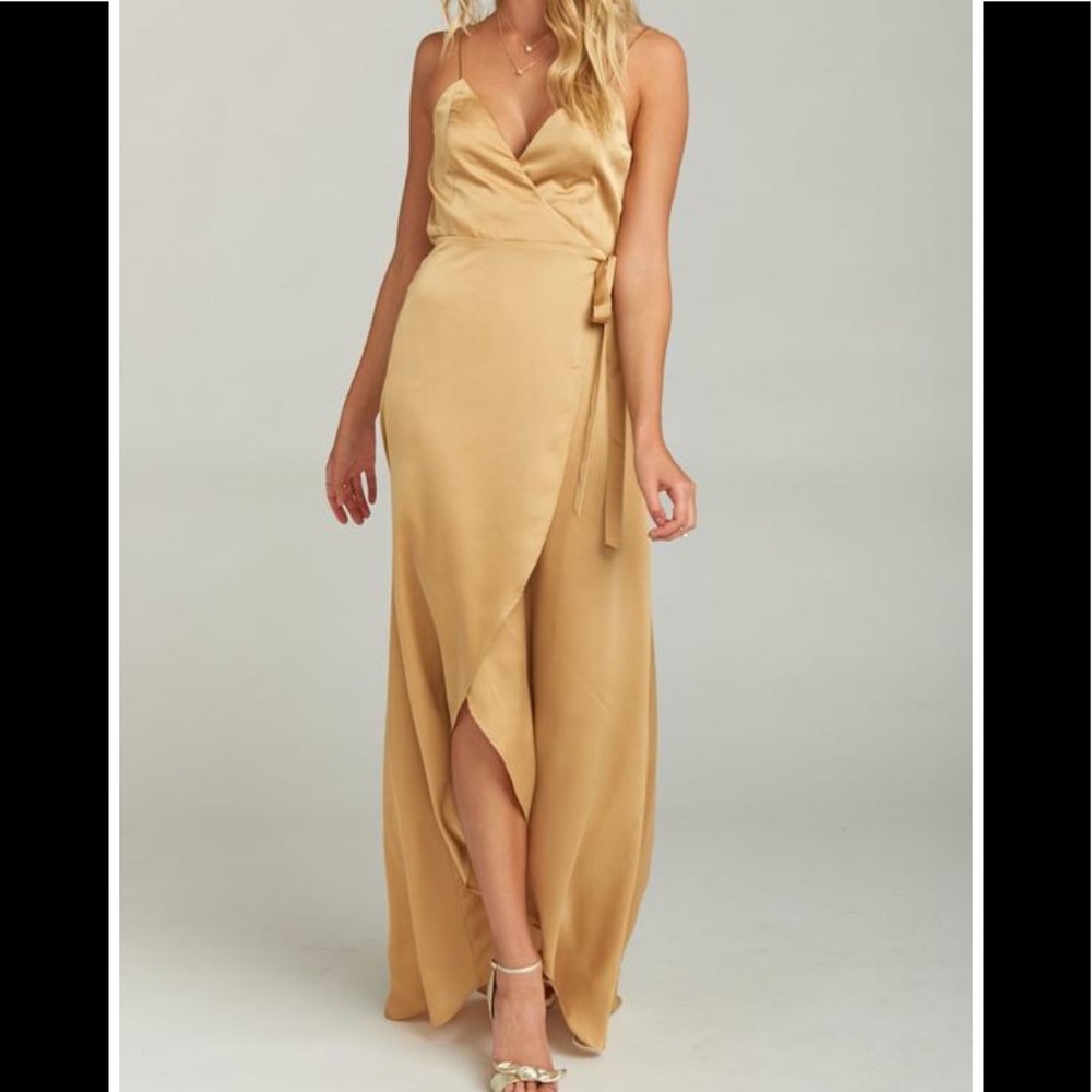 SMYM Mariah Wrap True Gold Luxe Bridesmaid Dress